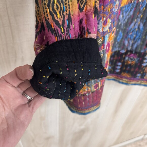 John Mark Women’s Patchwork Quilted Jacket | Boho Artisan Open Front Boutique L - Picture 7 of 15